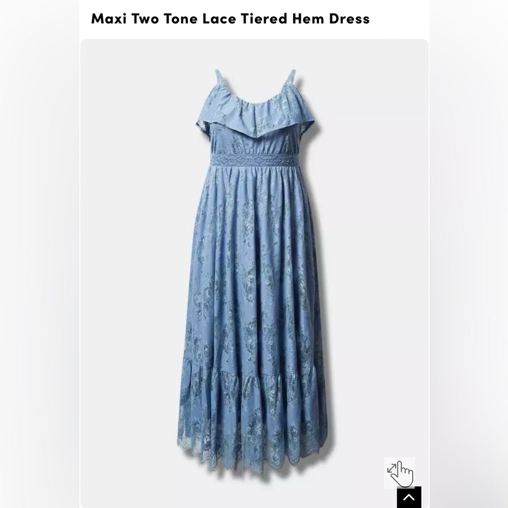 Blue Lace Tiered Hem Dress